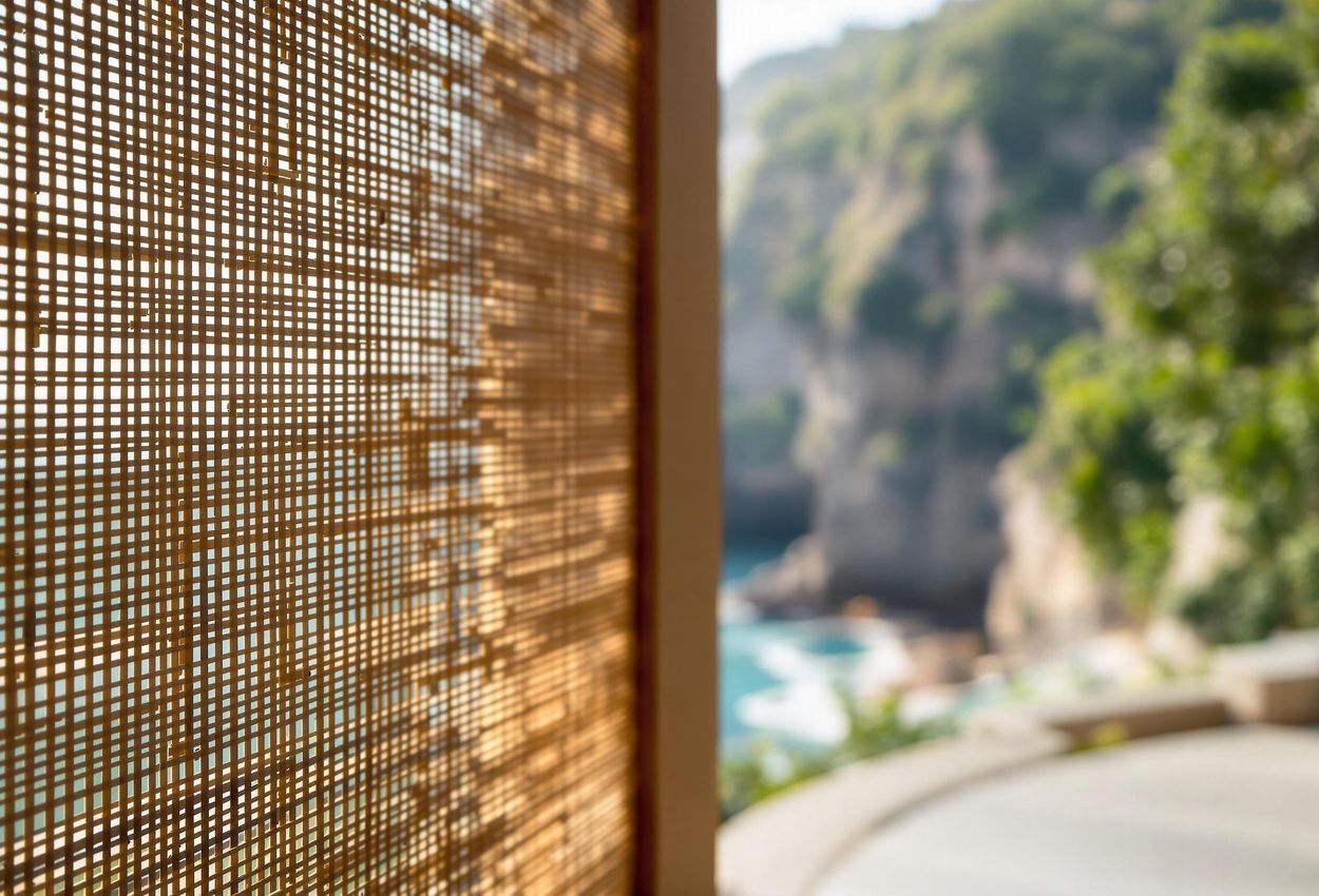 A close-up photograph showcases the architectural details of an eco-friendly villa at Alila Villas Uluwatu in Bali, highlighting the use of sustainable materials like reclaimed wood and bamboo, and the integration of Balinese design.