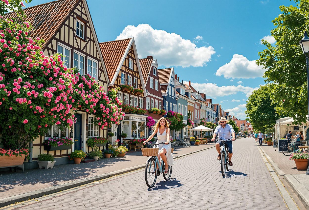 A street-level photograph captures the vibrant colors and architectural details of Ærøskøbing