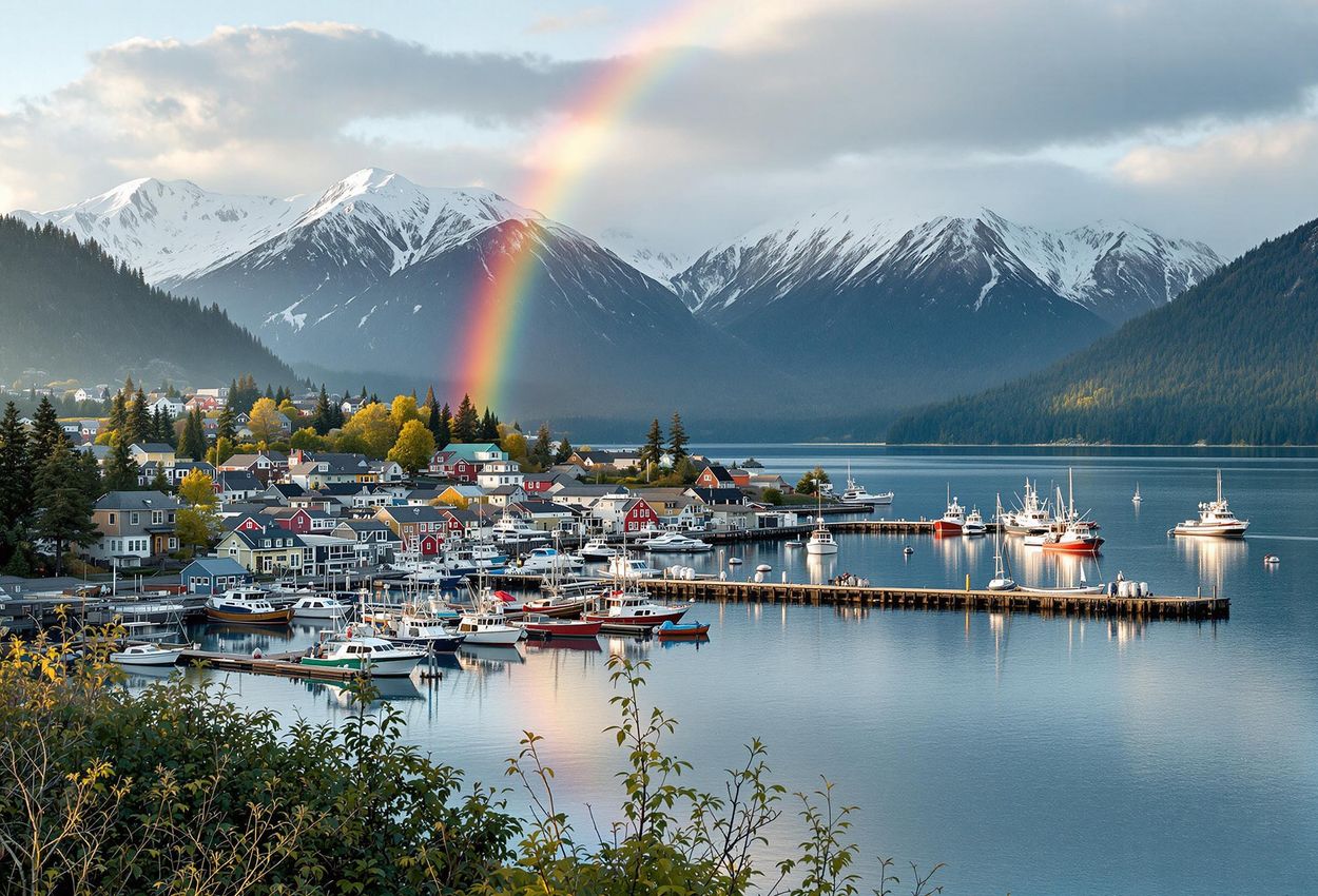 Scenic Sitka, Alaska Harbor View A scenic photograph captures Sitka, Alaska