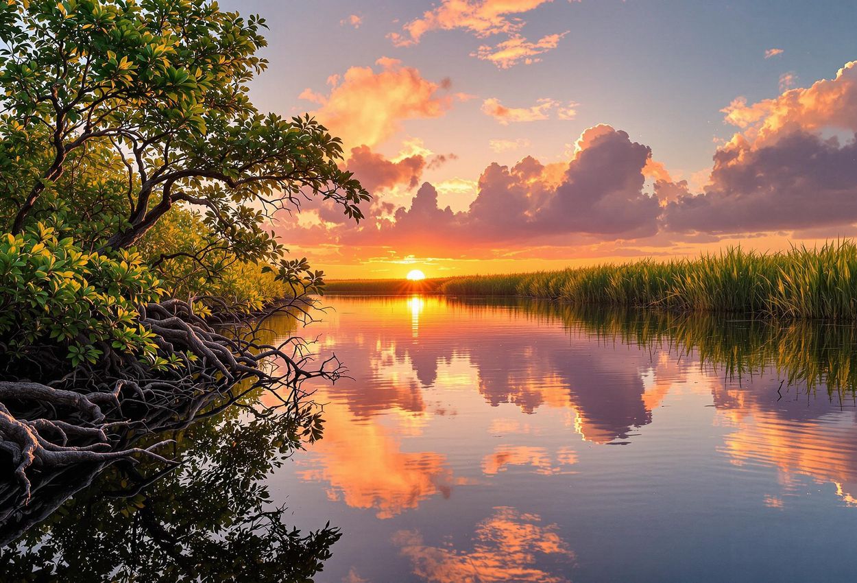 A stunning photograph capturing the tranquil beauty of the Everglades