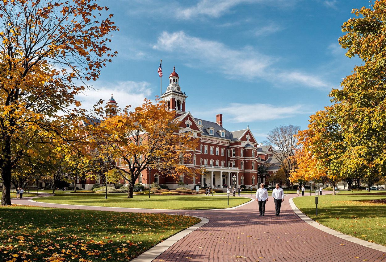 Culinary Institute of America Hyde Park Campus in Autumn A picturesque view of the Culinary Institute of America