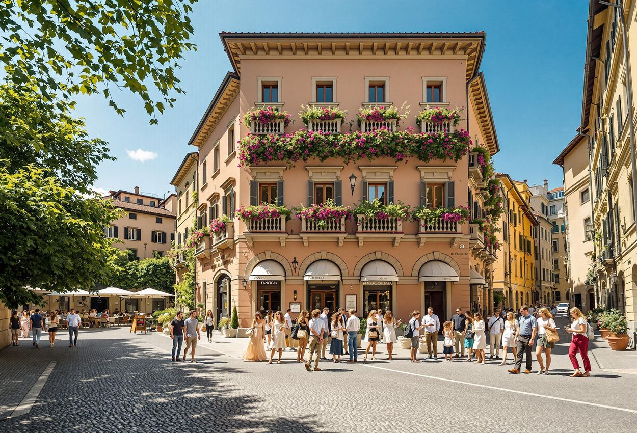 Apicius School of Hospitality, Florence - A Day in the Life A serene photograph capturing student life at the Apicius International School of Hospitality in Florence, Italy, showcasing its stunning architecture and vibrant atmosphere.