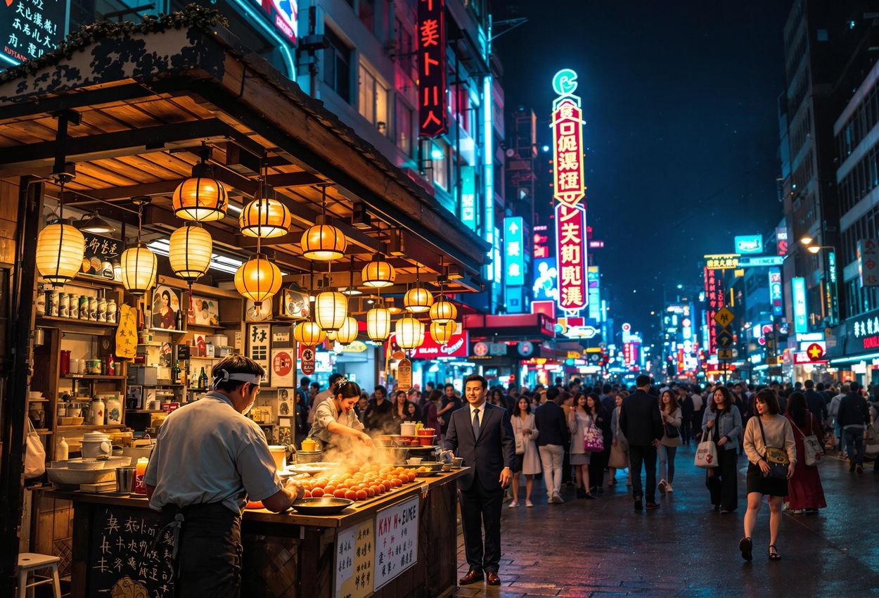 A photograph capturing the lively atmosphere of Osaka