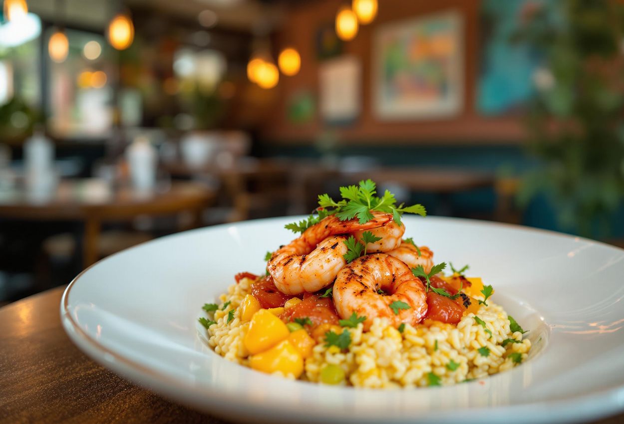A captivating photograph of a unique dish at Palm & Pine in New Orleans, showcasing the restaurant