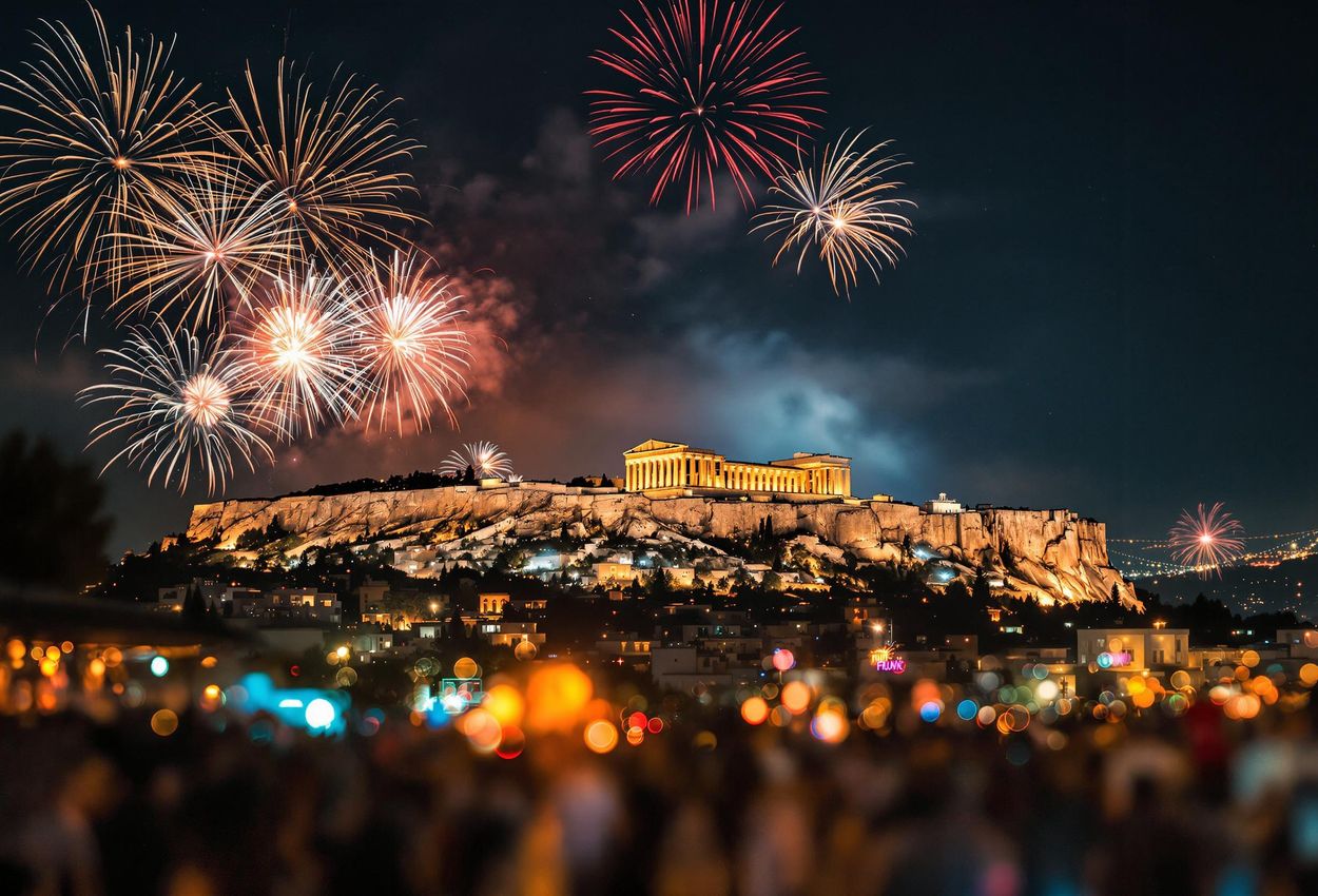 A stunning photograph capturing the vibrant New Year