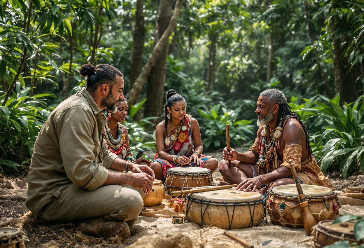 A captivating photograph capturing an ethnomusicologist