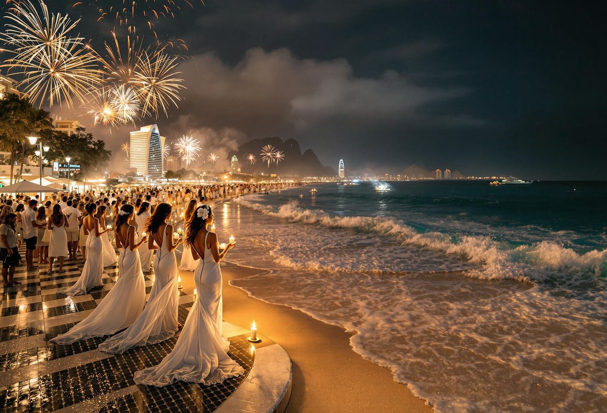 A wide-angle photograph captures the vibrant New Year