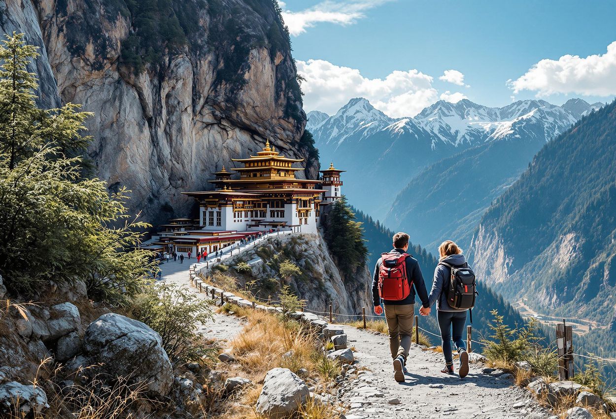 A photograph of a couple hiking to the Tiger
