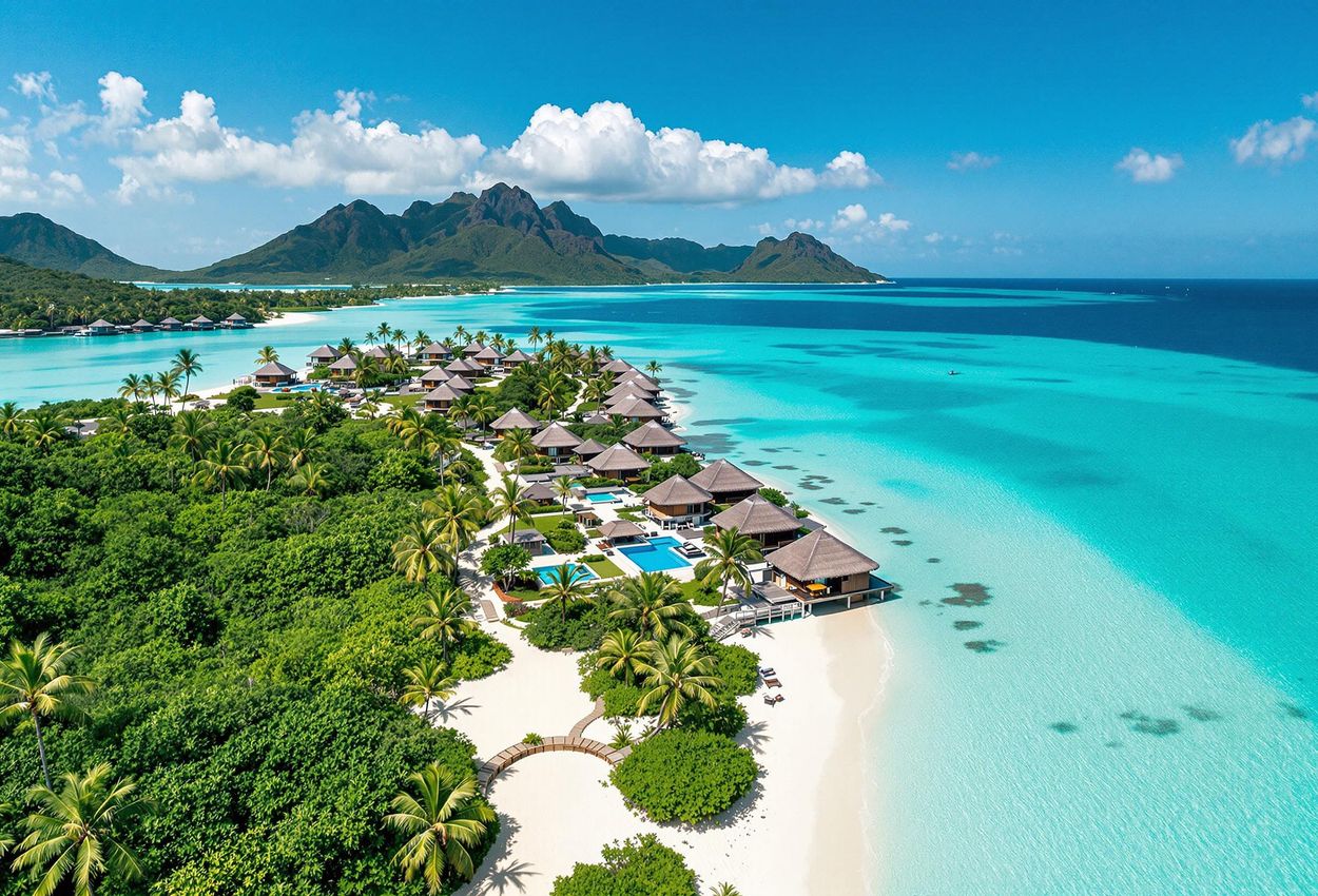 An aerial photograph showcases The Brando resort