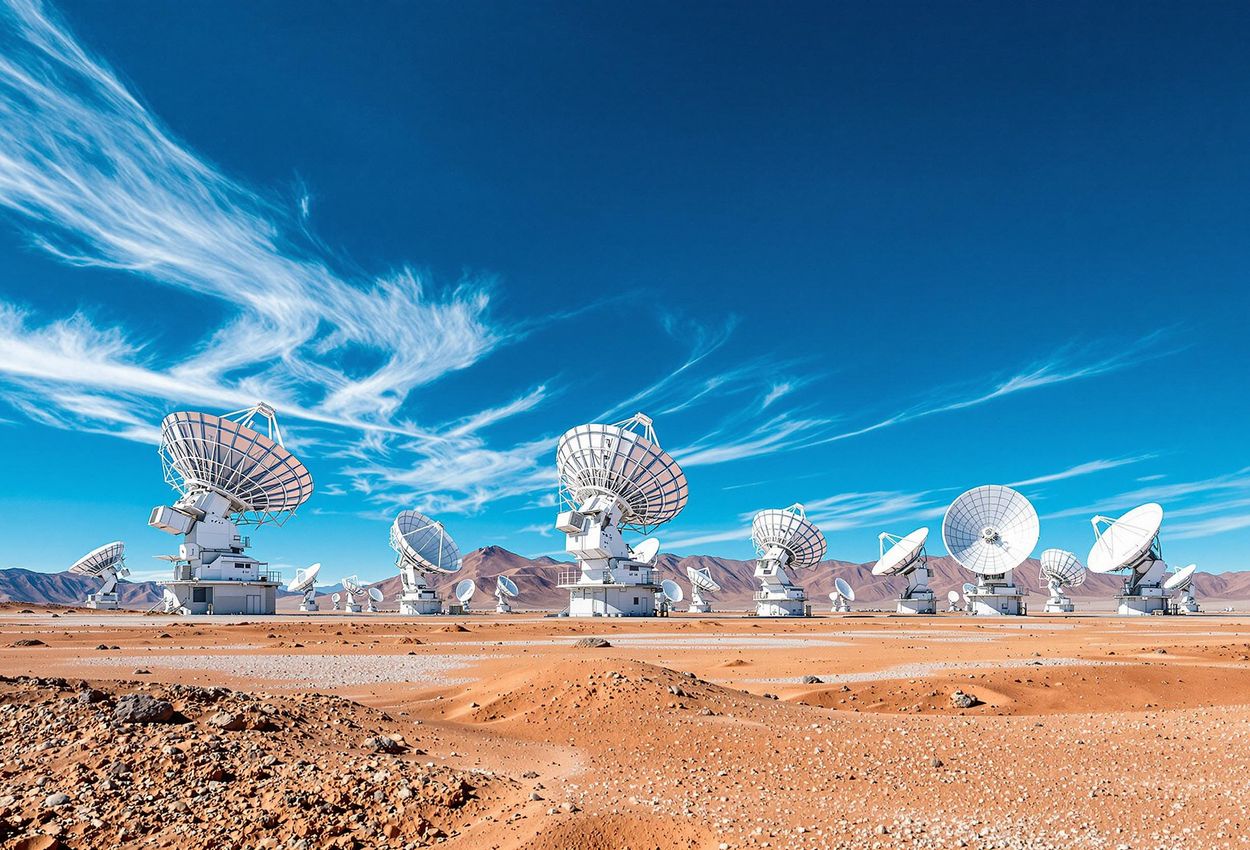 A photograph of the ALMA Observatory in Chile