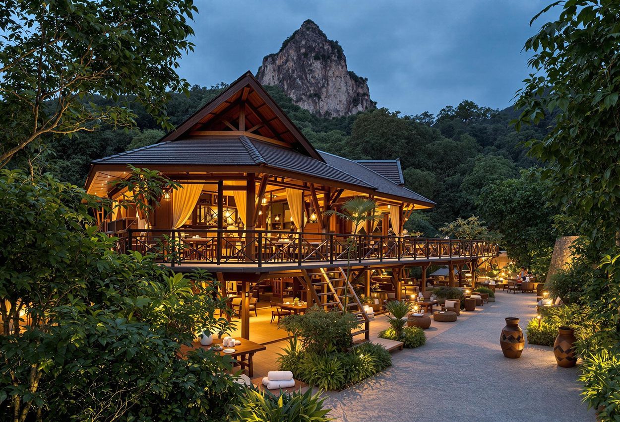 Experience the enchanting ambiance of The Gulai House in Langkawi, Malaysia. This photo captures the restaurant
