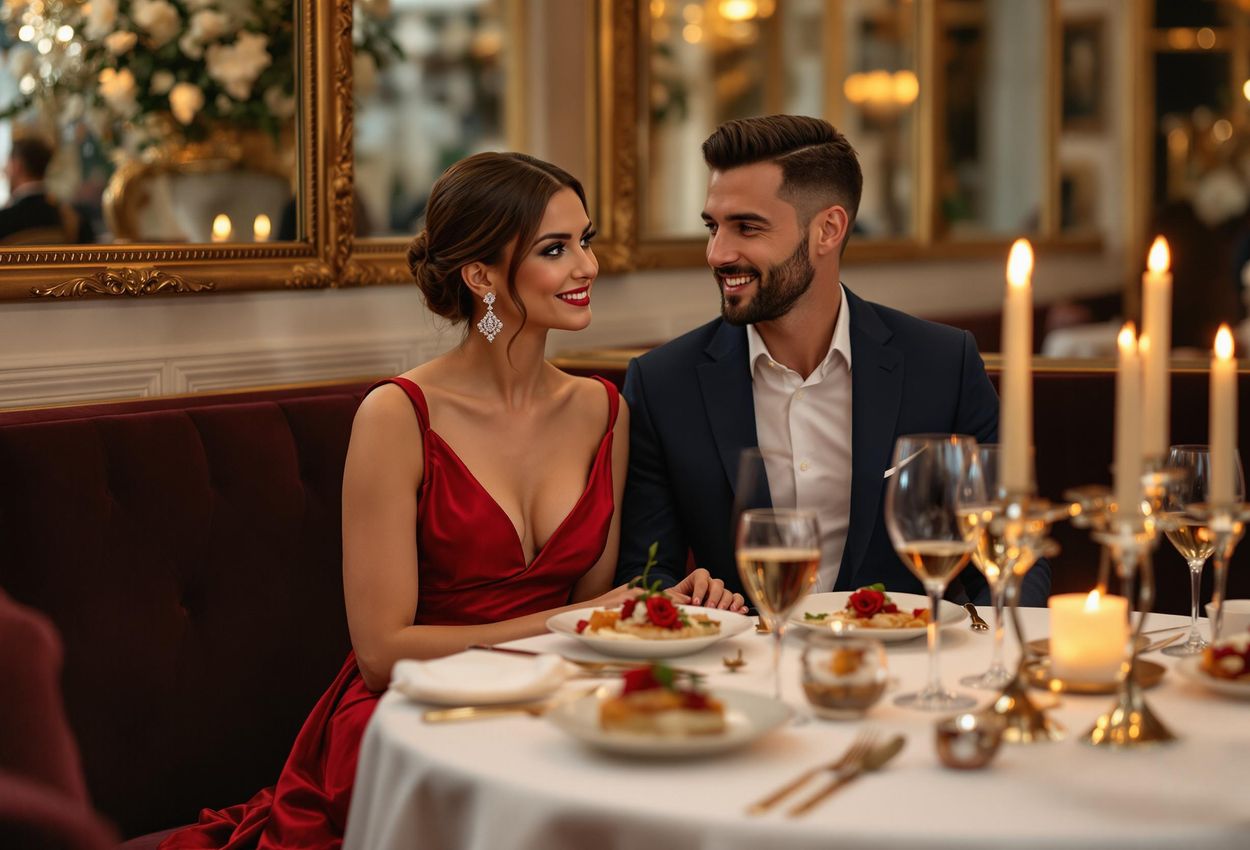 A couple shares a romantic Valentine