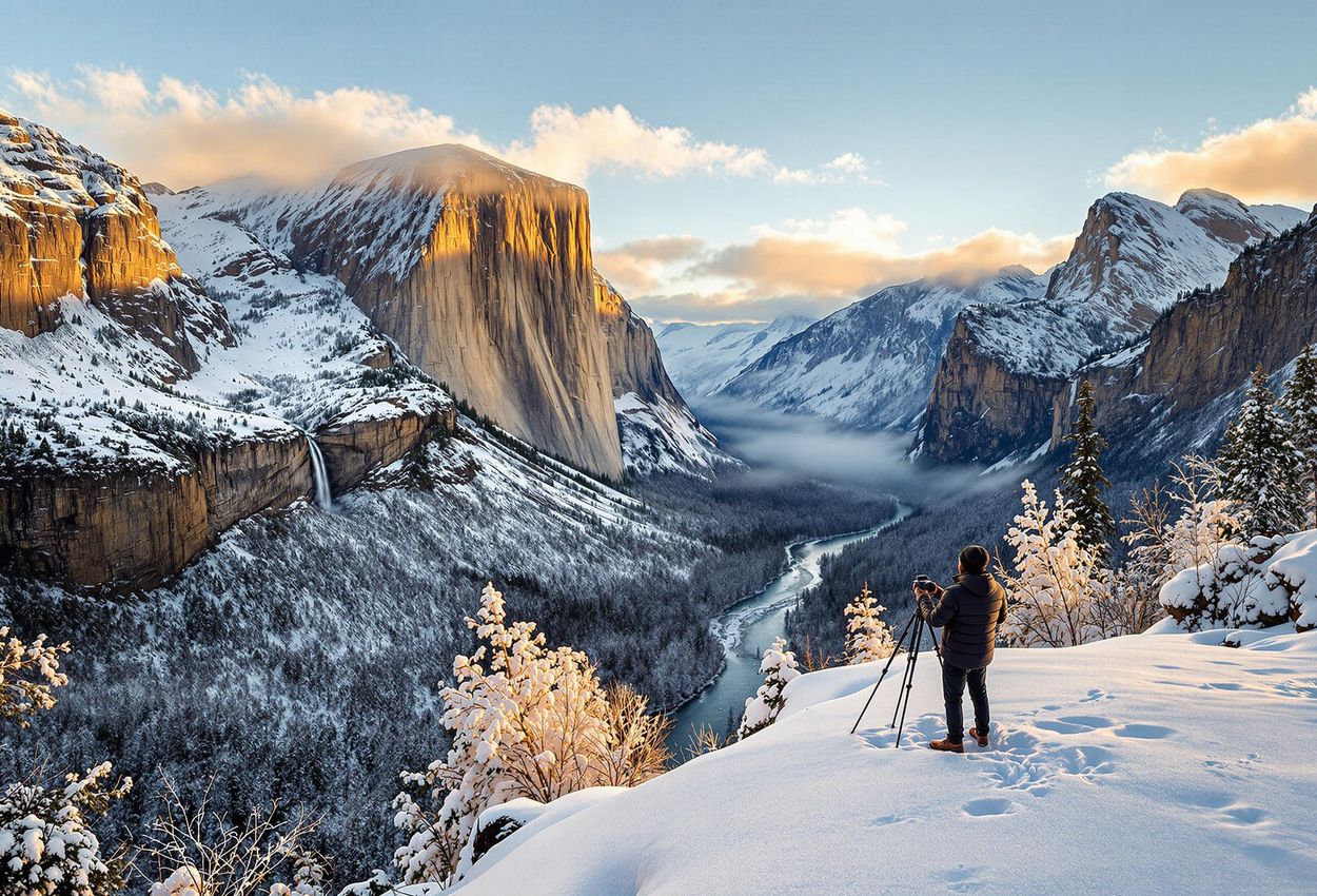 Golden Hour at Tunnel View, Yosemite National Park A stunning landscape photograph of Yosemite
