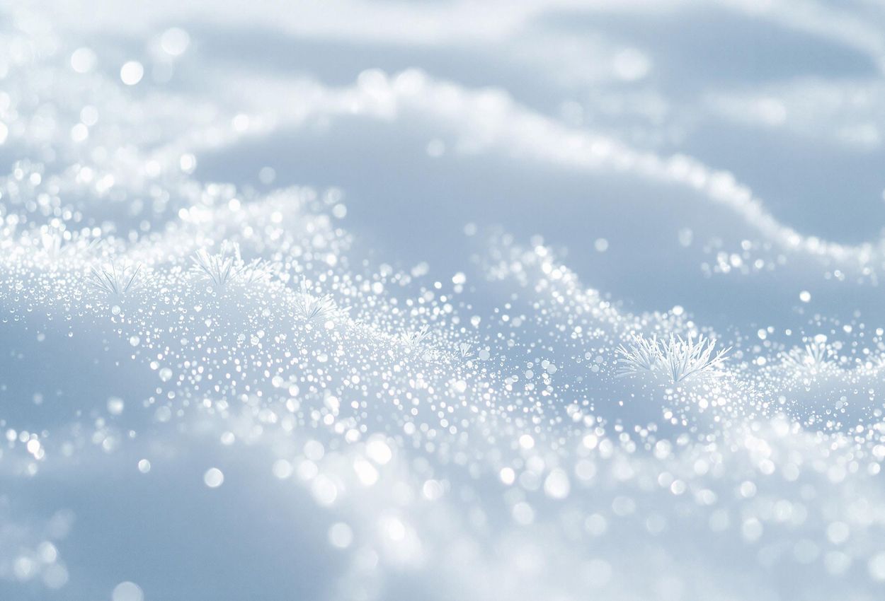 Pristine Snowscape in Hokkaido, Japan - A Macro Perspective A detailed macro photograph of a snow-covered landscape in Hokkaido, Japan, showcasing the intricate textures and contours of pristine white snow under soft, natural light.