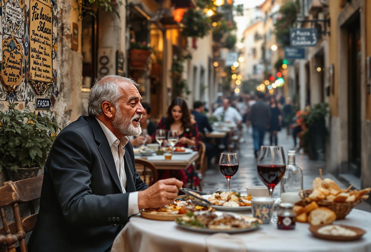 A captivating photograph capturing the lively atmosphere of a traditional tasca in Lisbon
