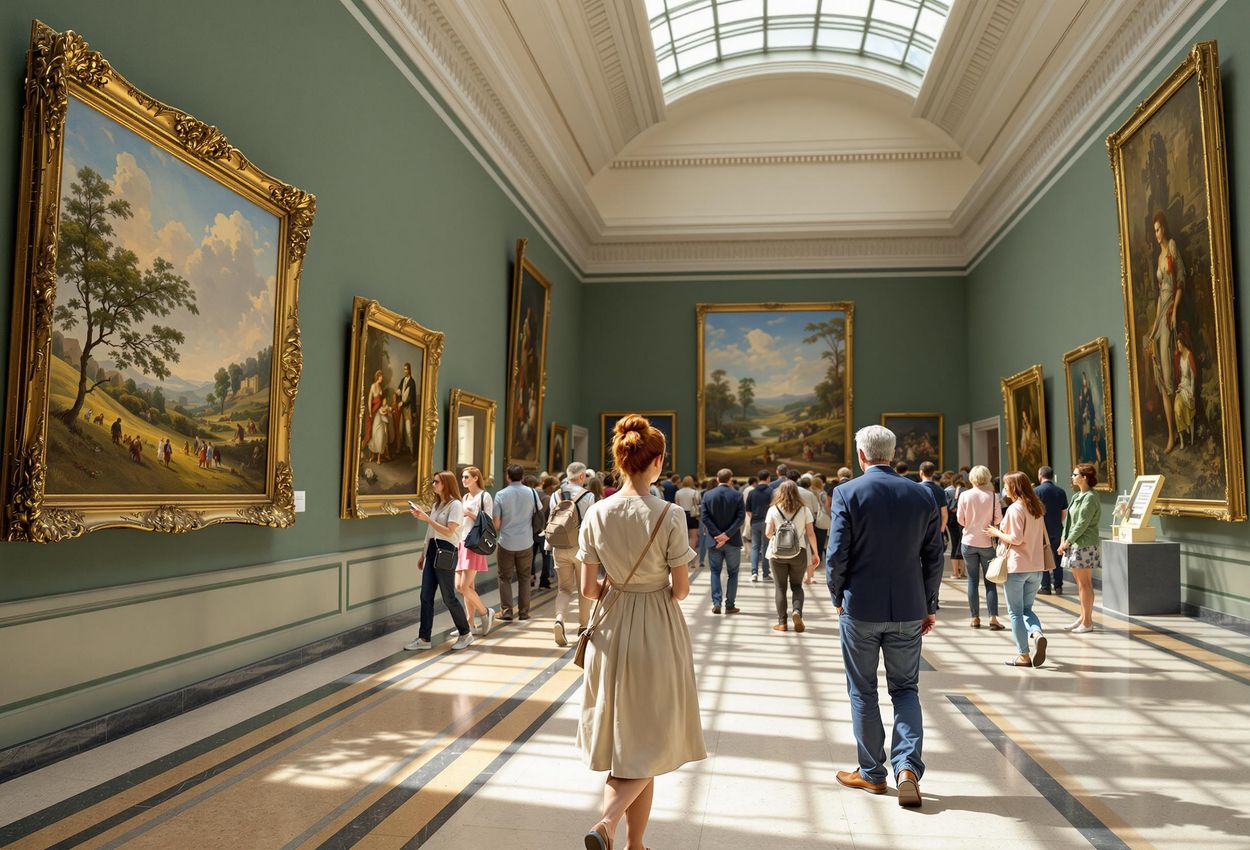 A photograph of tourists enjoying a bright, sunny day at Trinity College Dublin. The Campanile stands tall in the background, surrounded by historic buildings and lush greenery.