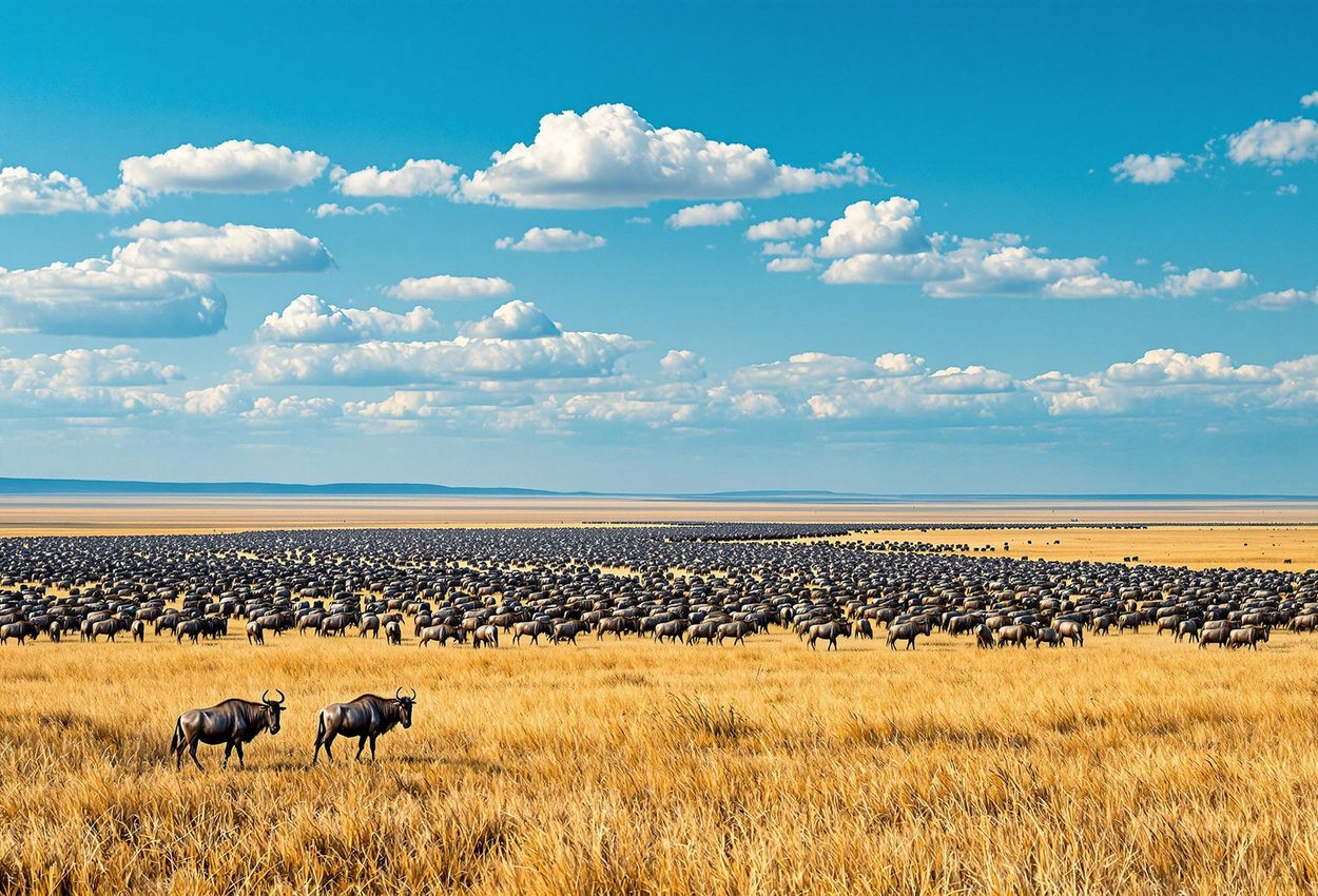 A breathtaking photograph capturing the vastness of the Serengeti