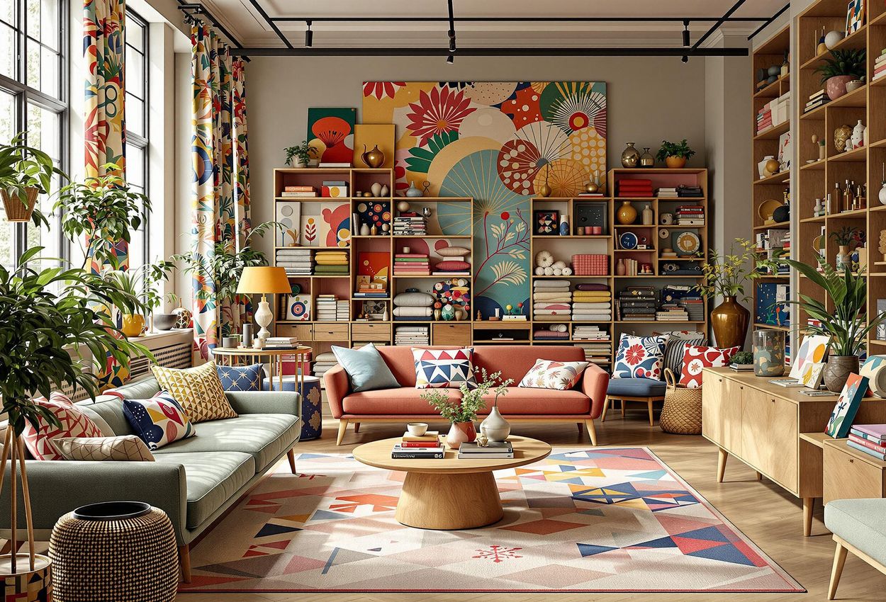 A detailed photograph showcasing a colorful display of Josef Frank