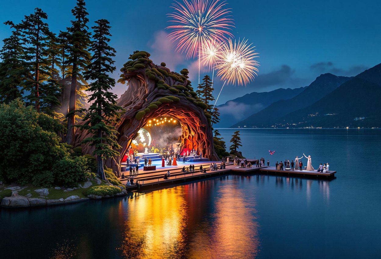 A wide-angle photograph captures the Bregenz Festival