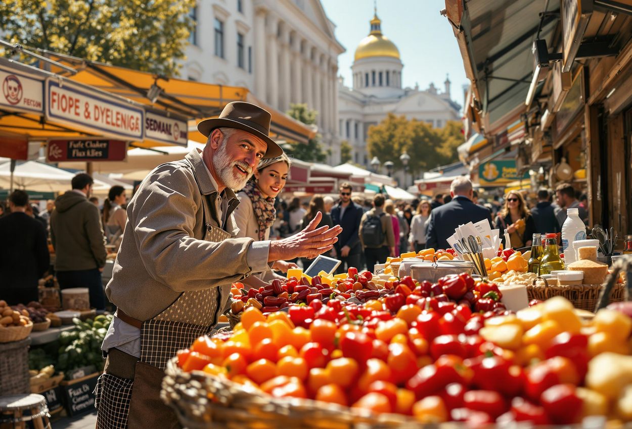 A bustling market scene at Vienna