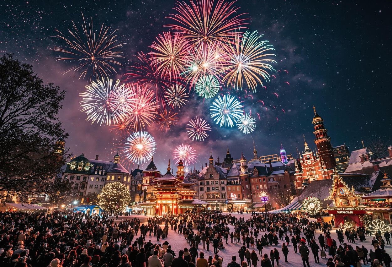 A stunning photograph capturing the vibrant New Year