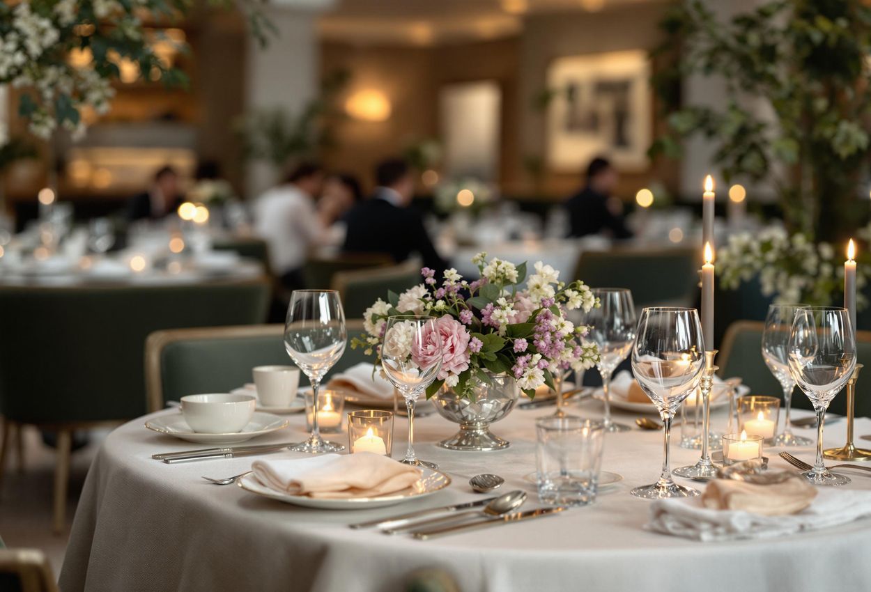 A beautifully composed photograph of a decorated table at Parsley Salon in Hotel Park Lane, Hellerup. The scene captures the restaurant
