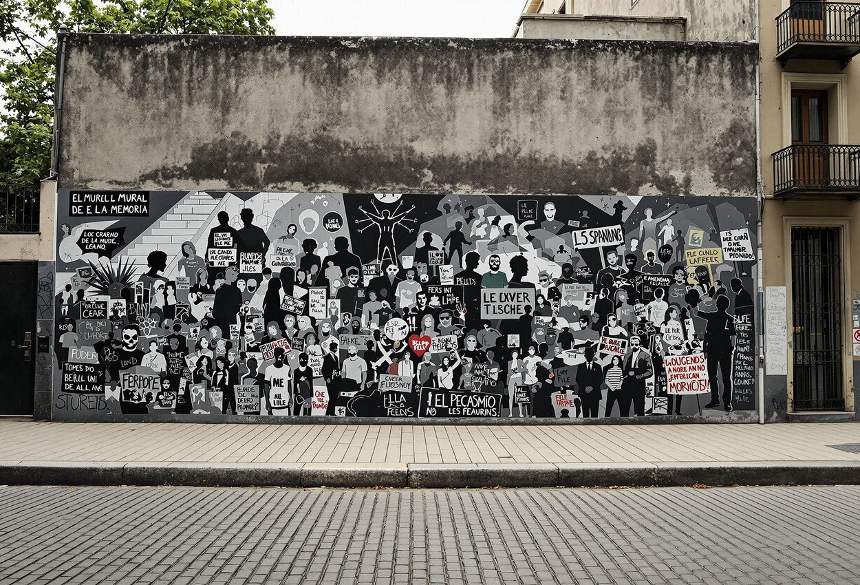 El Mural de la Memoria: A Somber Reflection in San Telmo A poignant photograph of El Mural de la Memoria in San Telmo, Buenos Aires, capturing the historical significance and emotional impact of this memorial to the victims of Argentina
