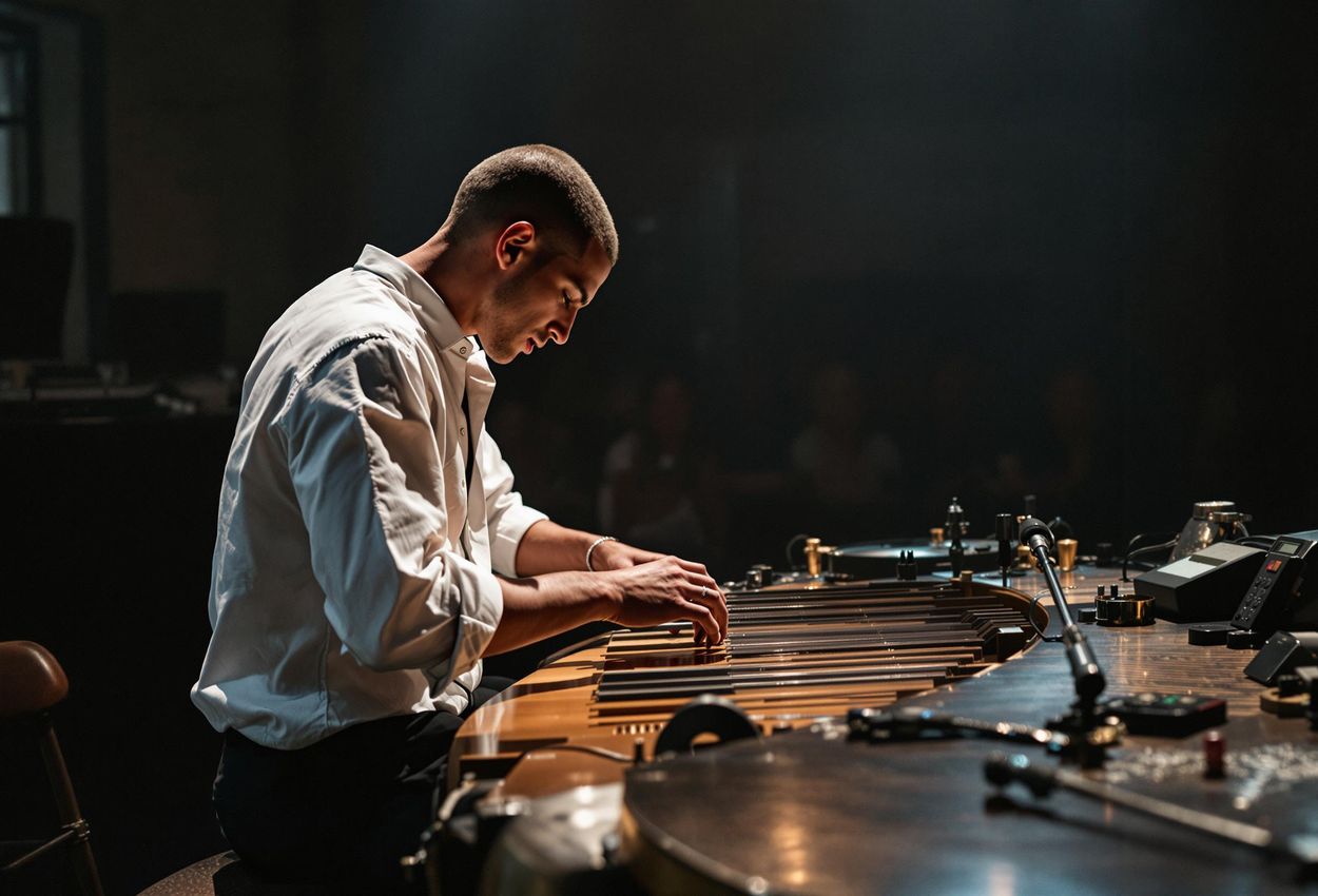 A photograph capturing a contemporary musician