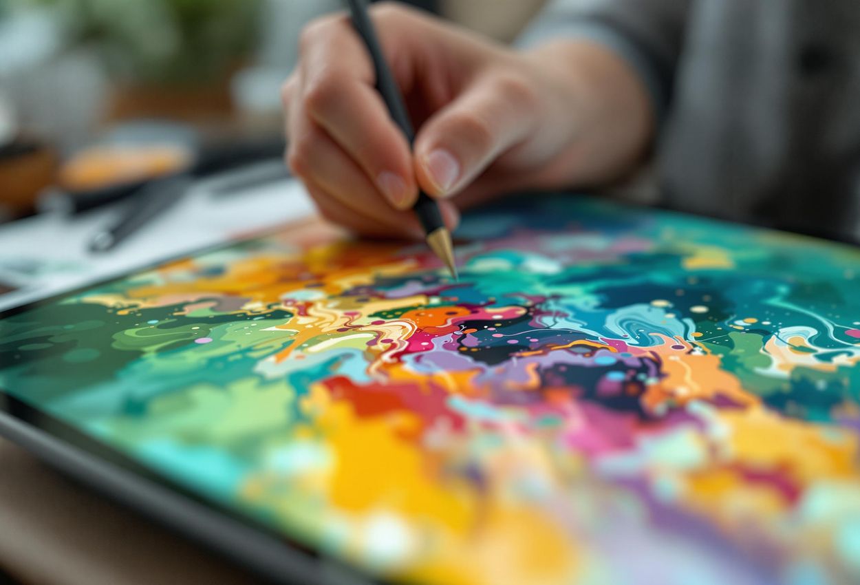 A close-up photograph of an artist