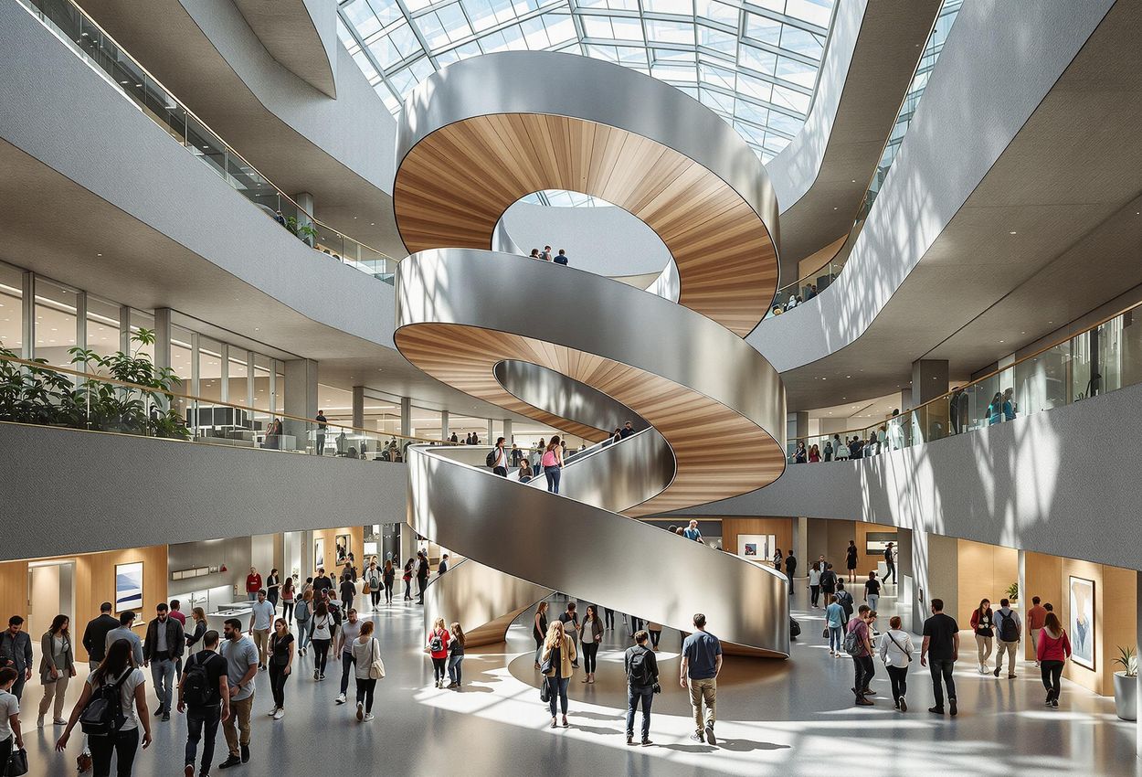 A photograph capturing the interior of the Fenix Museum of Migration in Rotterdam, showcasing the impressive 