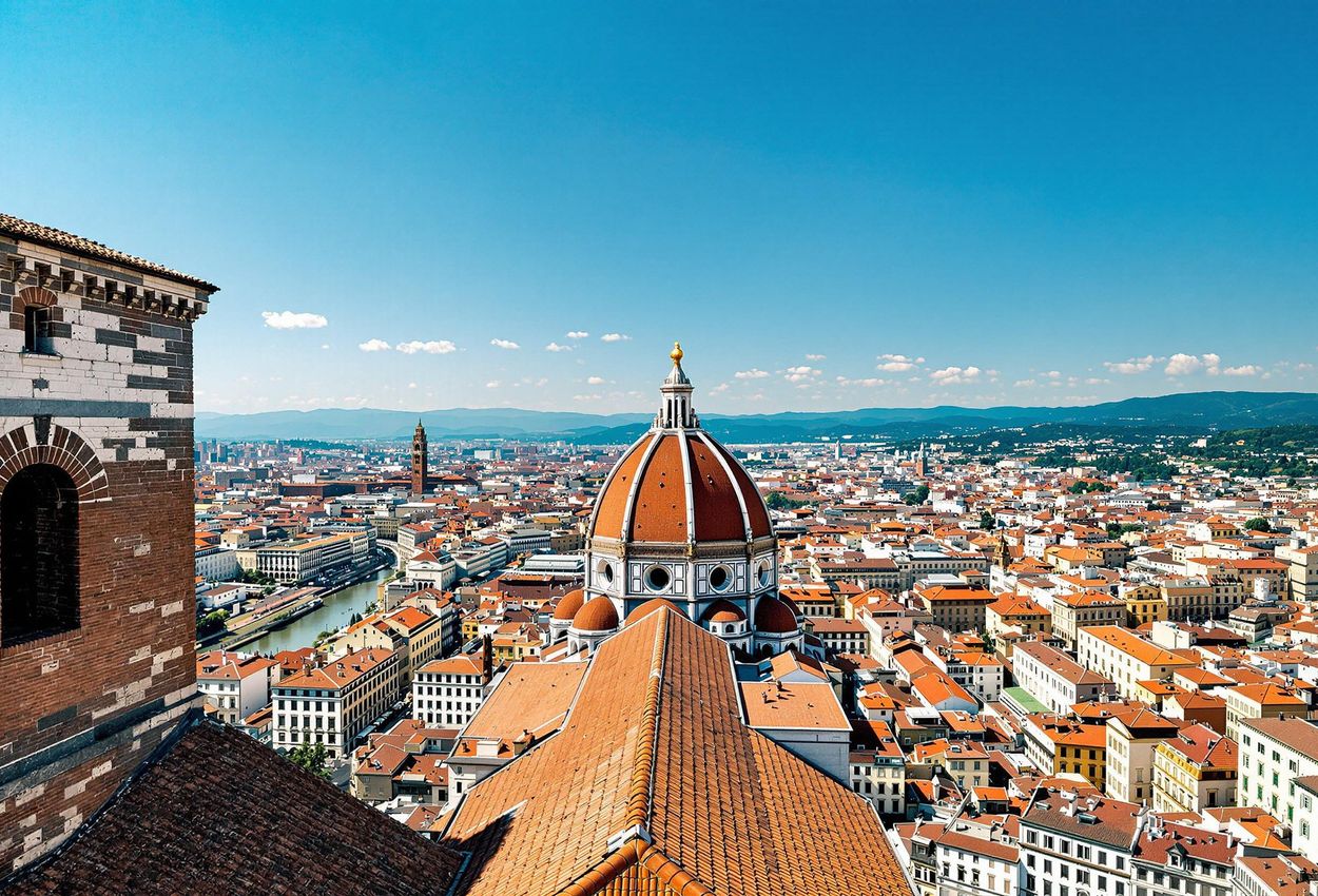 Panoramic View from Brunelleschi A stunning photograph capturing a panoramic view of Florence from the top of Brunelleschi