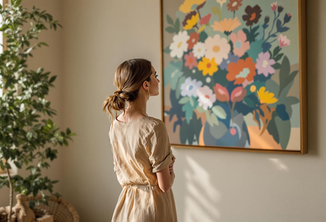 A visually detailed photo captures a visitor deeply engaged with a Georgia O