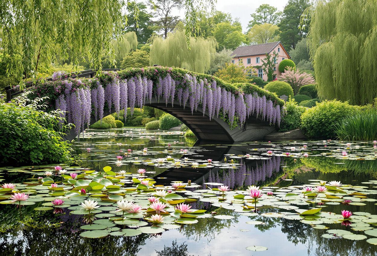A stunning photograph capturing the serene beauty of Claude Monet