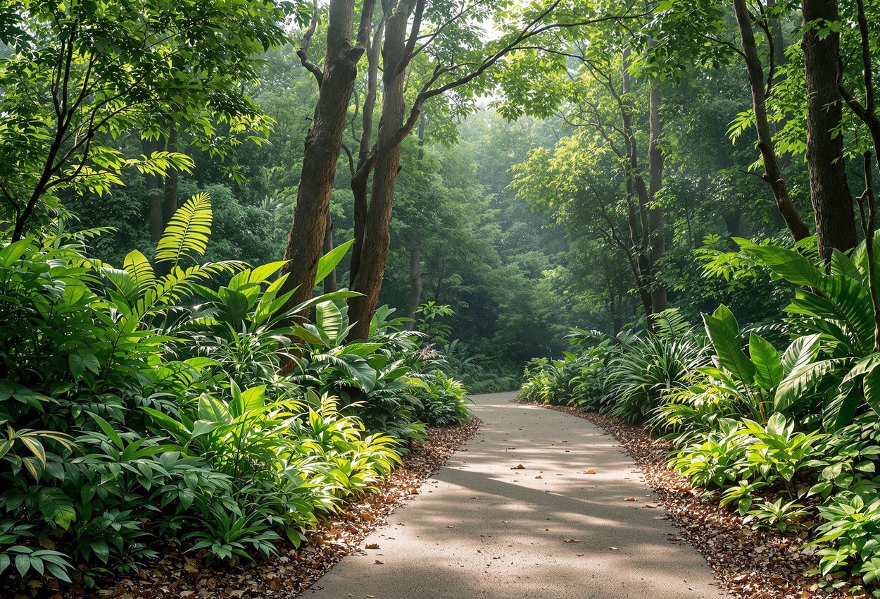 A detailed photograph of the FRIM Forest Park Selangor, showcasing its diverse flora, fauna, and importance as a center for ecological research and conservation.