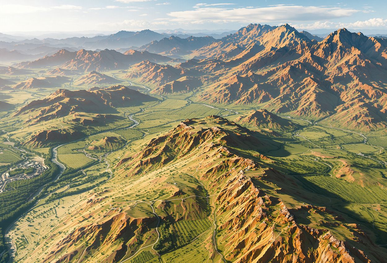 A highly detailed landscape‑oriented map of Mendoza’s wine country, showing five sub‑regions, elevation changes, Andes mountains, key winery locations, irrigation canals, and an inset elevation profile in a modern cartographic style.